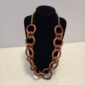 Kenneth Jay Lane Wooden Link Necklace